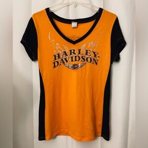Harley-Davidson Iconic Contrast Neckline Panama City Beach Fla V-Neck T-Shirt